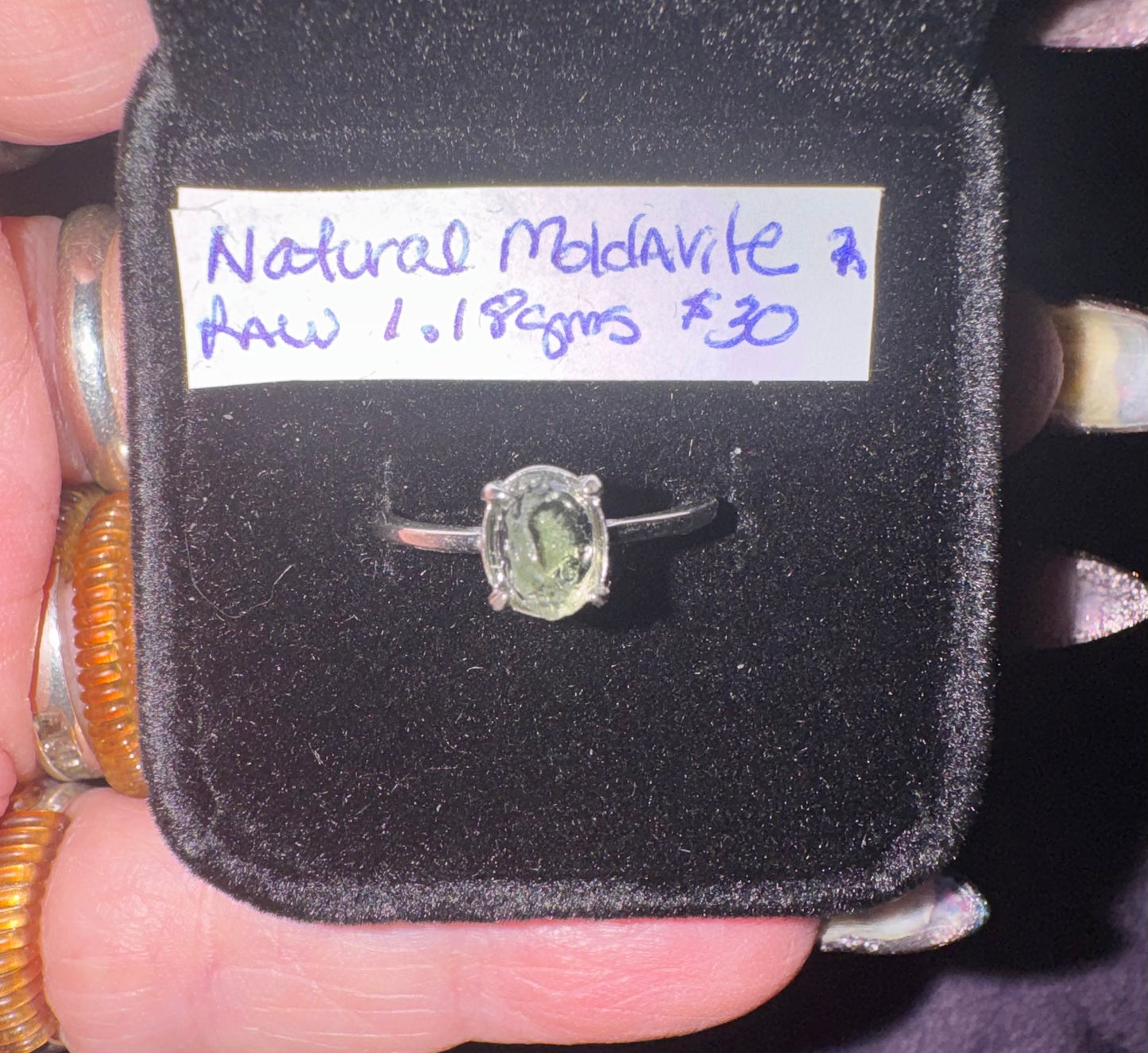 Natural Raw Moldavite Starter s925 Rings. $30