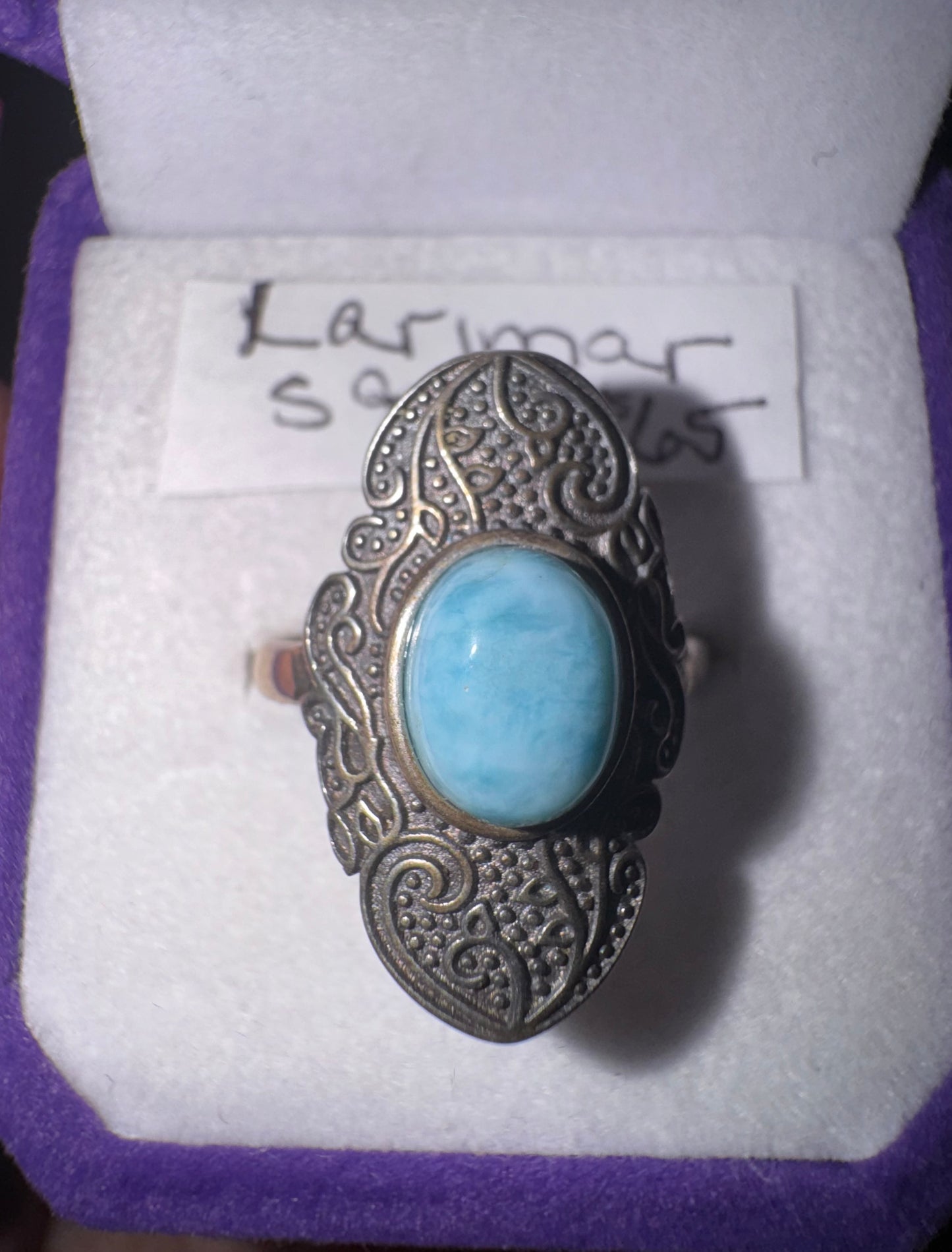 Larimar Vintage Style s925 Adjustable Ring