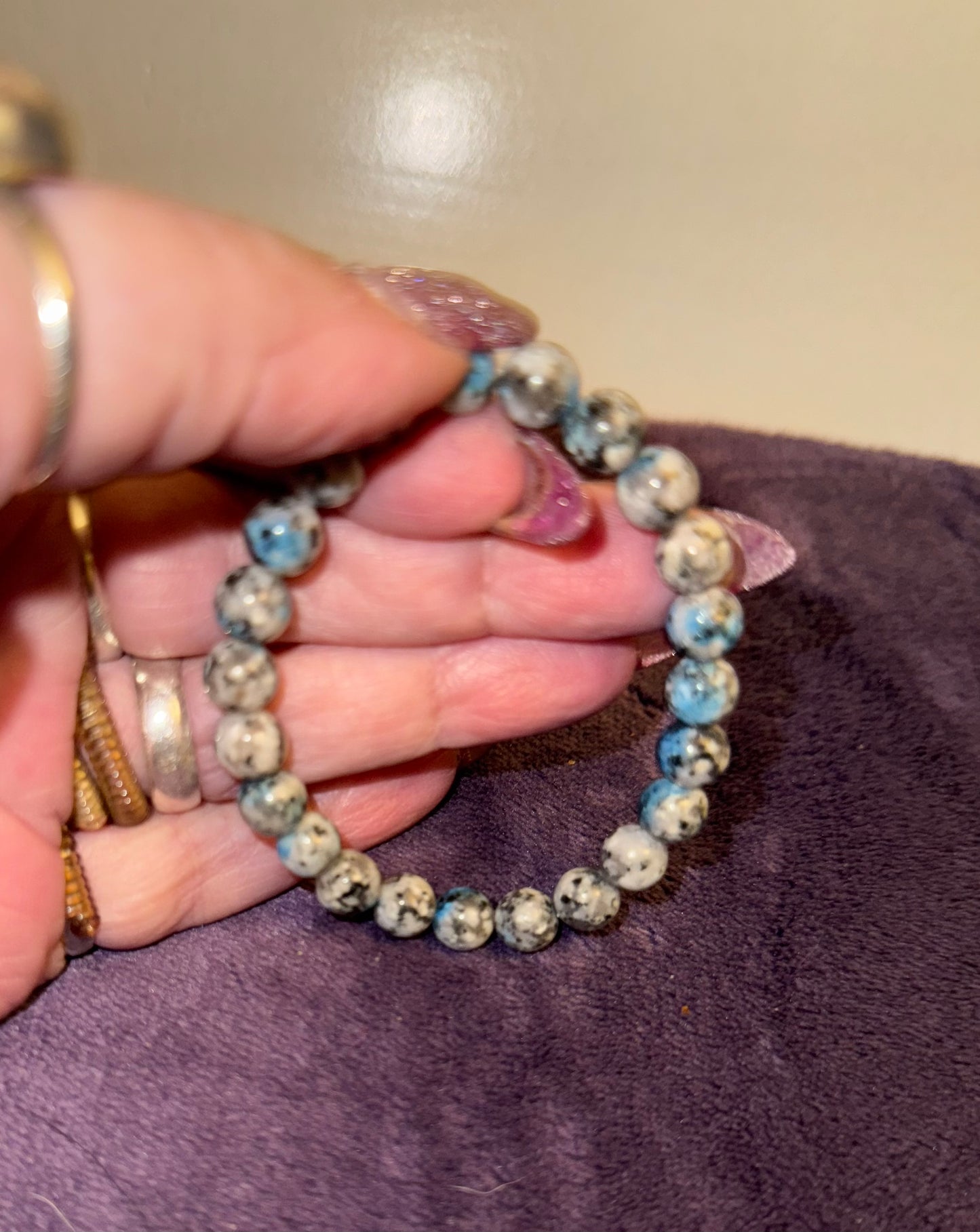 K2 Jasper ( Raindrop Azurite ) 8mm Bead Bracelets