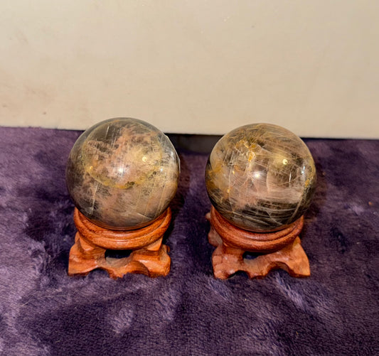 Black Moonstone Spheres
