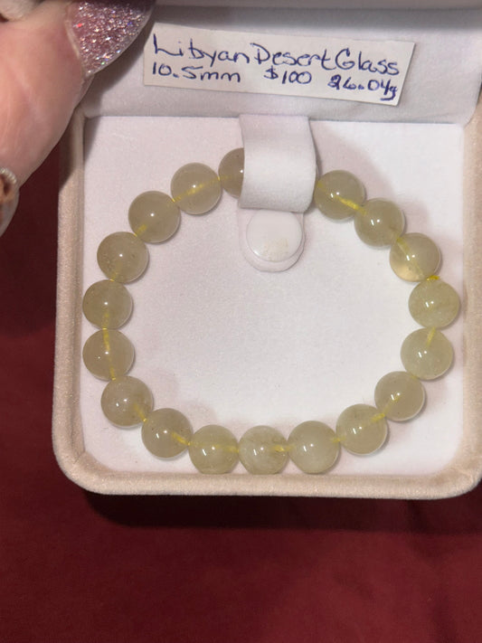 Libyan Desert Glass 10.5 mm Bead Bracelet