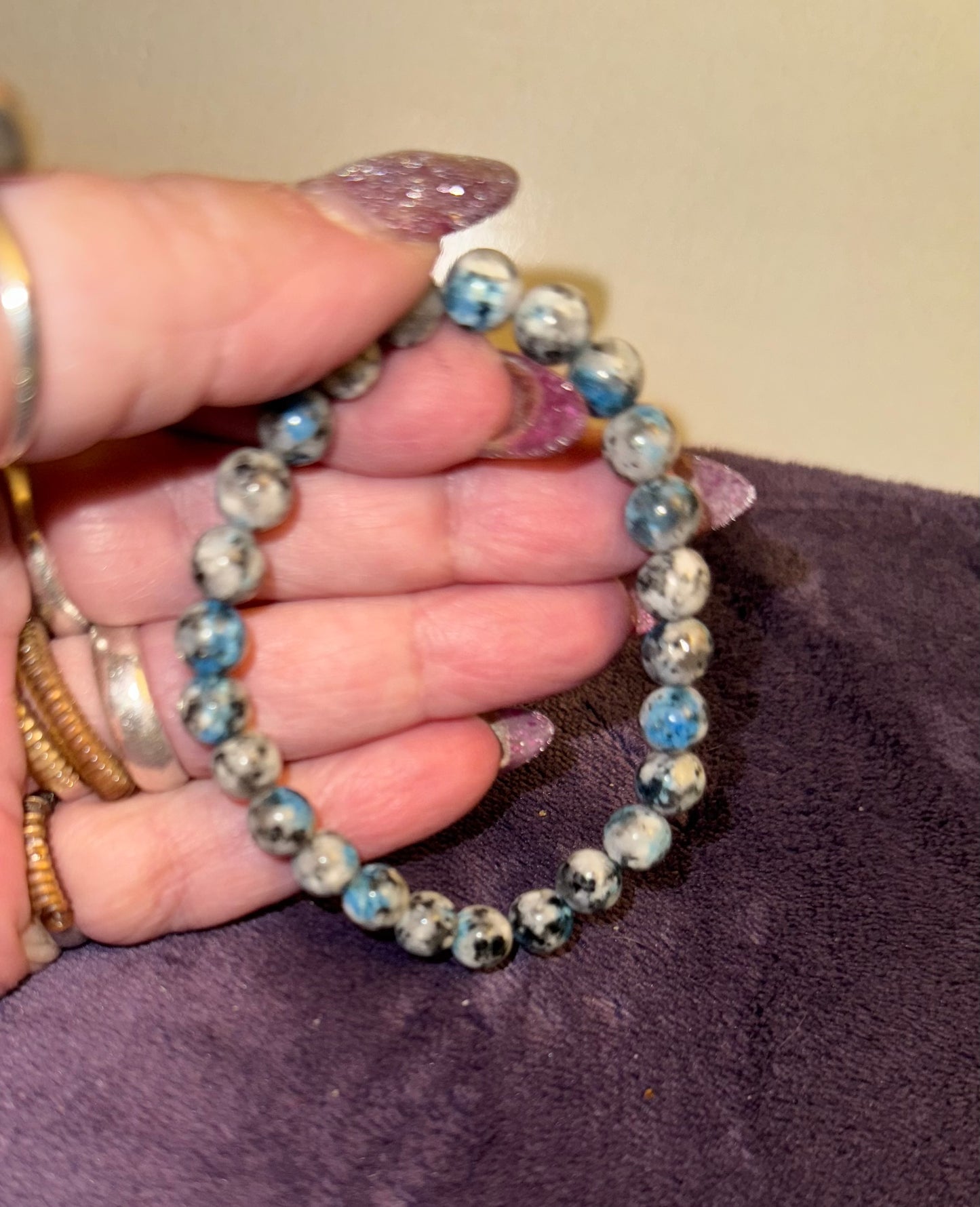 K2 Jasper ( Raindrop Azurite ) 8mm Bead Bracelets