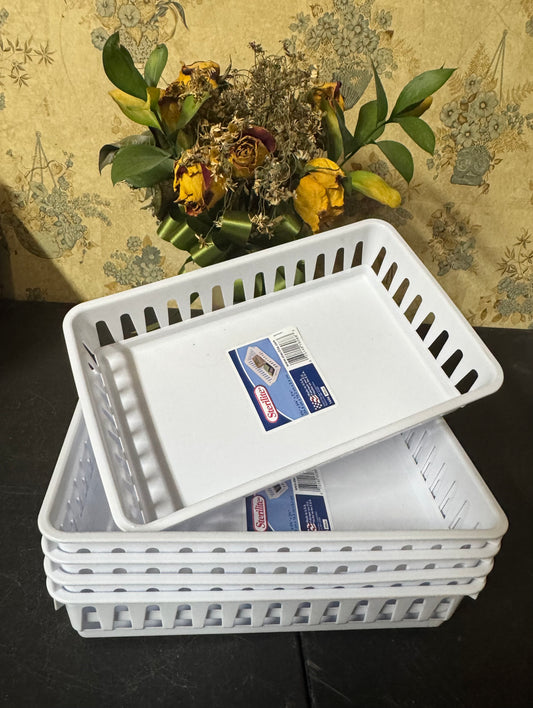White, Sturdy, Plastic Storage Baskets