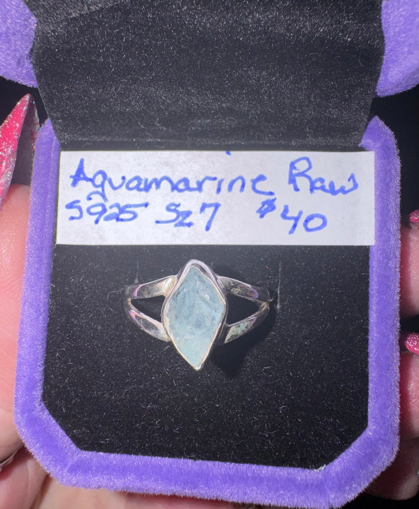 Raw Aquamarine Fitted Size s925 Ring