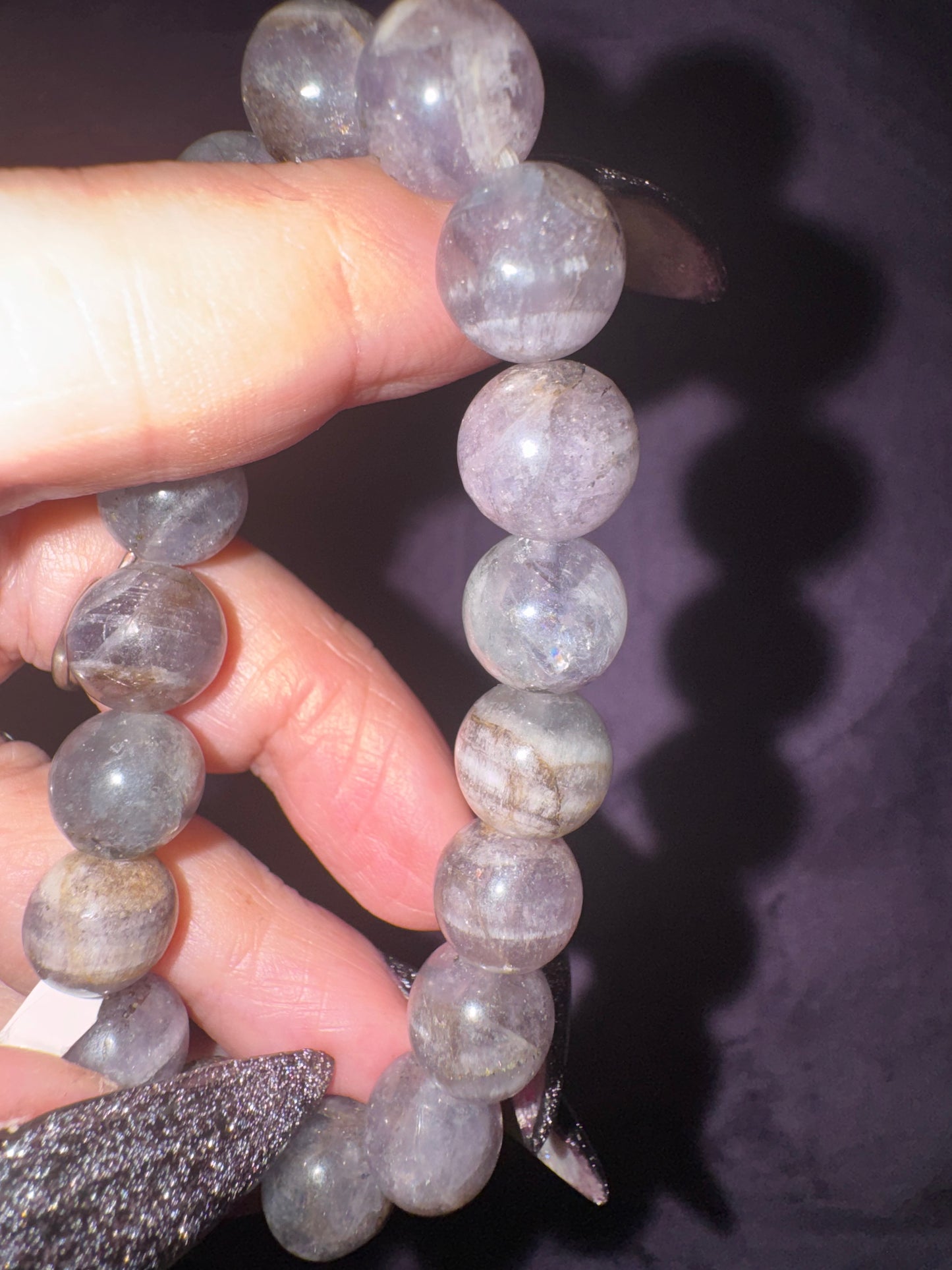 Lavender/Purple Fluorite Root w/ Pyrite 11mm Bead Bracelet