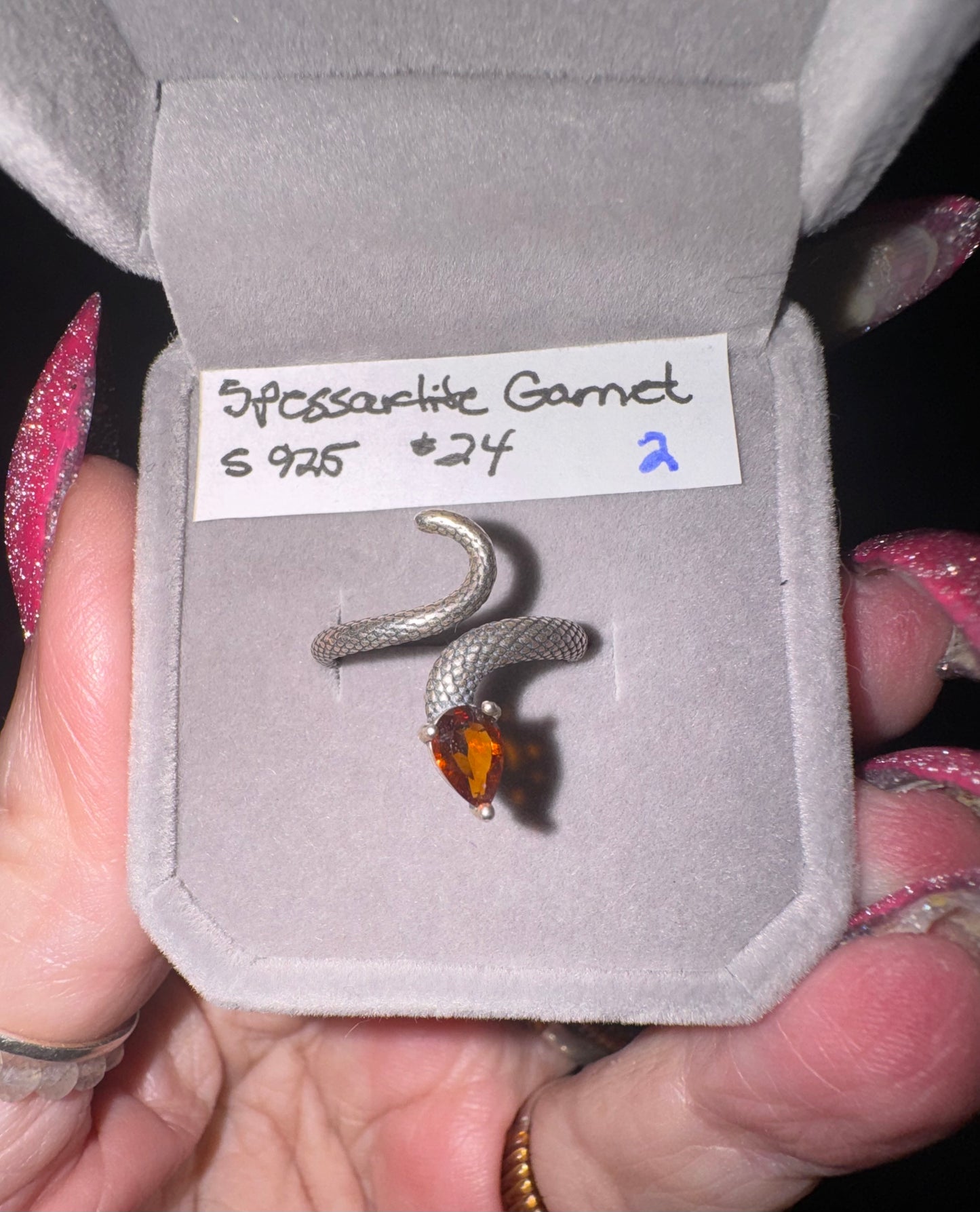 Spessartite ( Orange  )Garnet s925 Snake Ring. 2 choices.