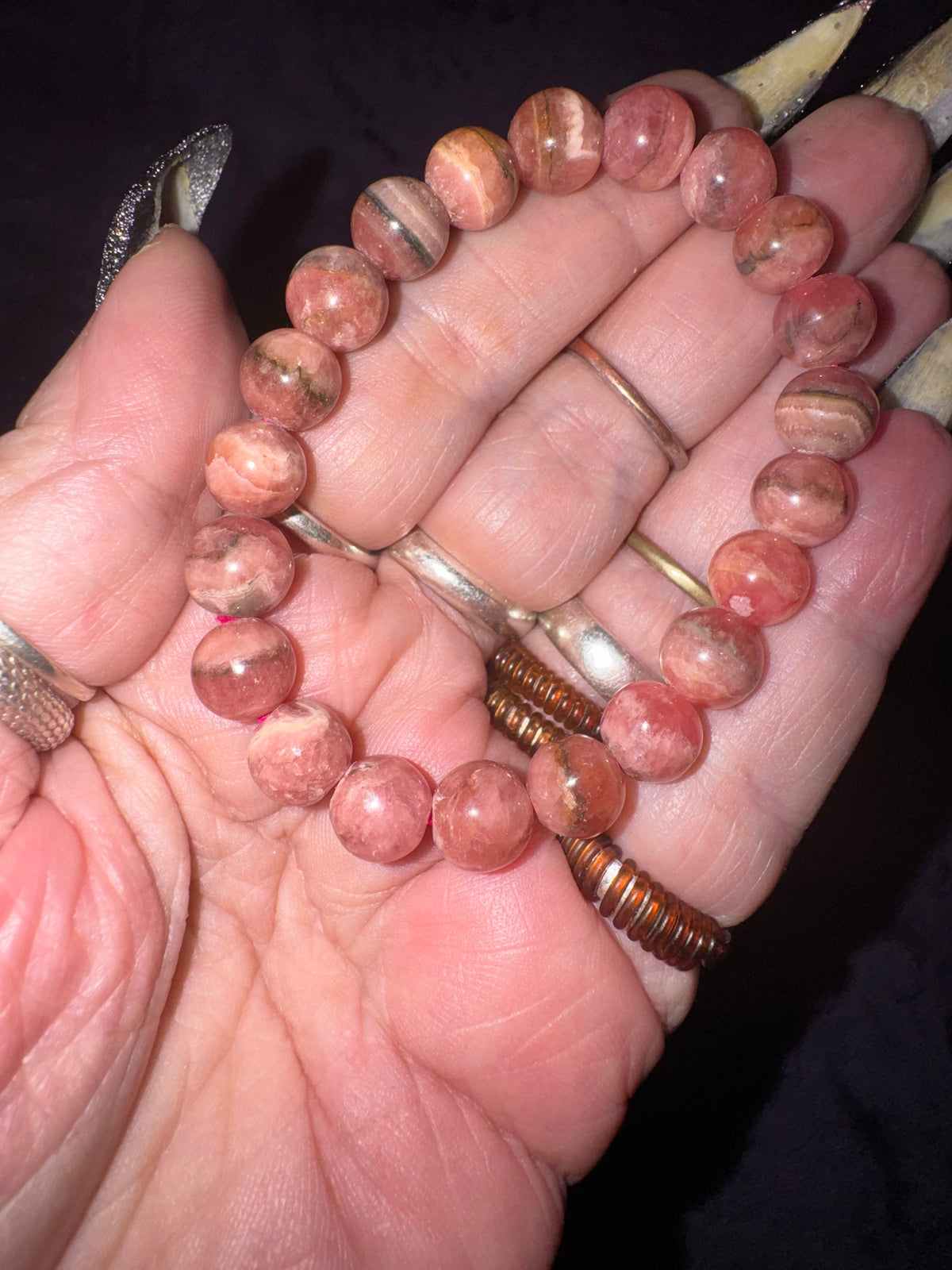 HQ 9mm Rhodochrosite Bead Bracelet. Already priced for the Clearance Sale. Enjoy the discount for this beauty.