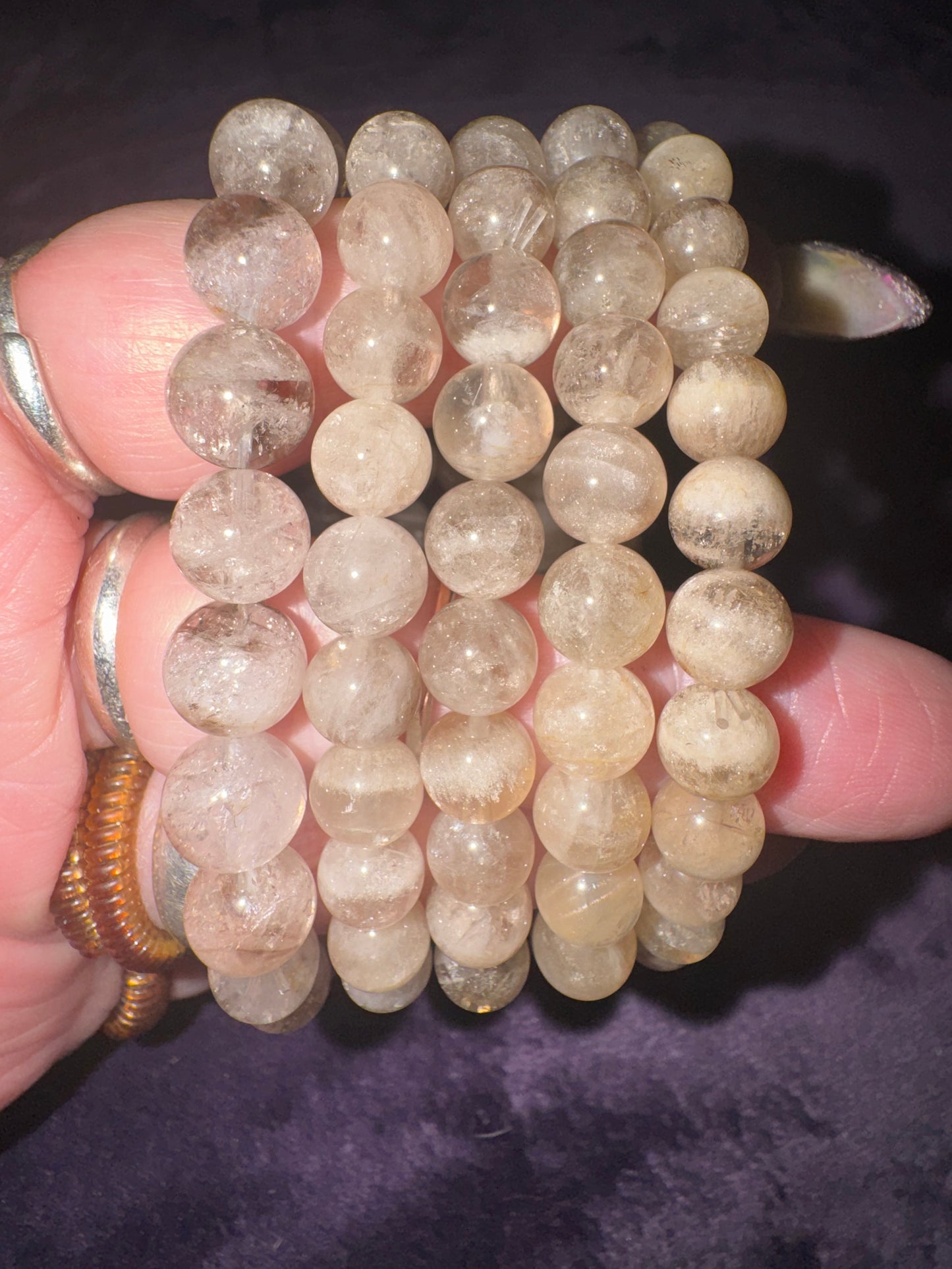 HQ Smoky White Garden Quartz 8mm Bead Bracelets