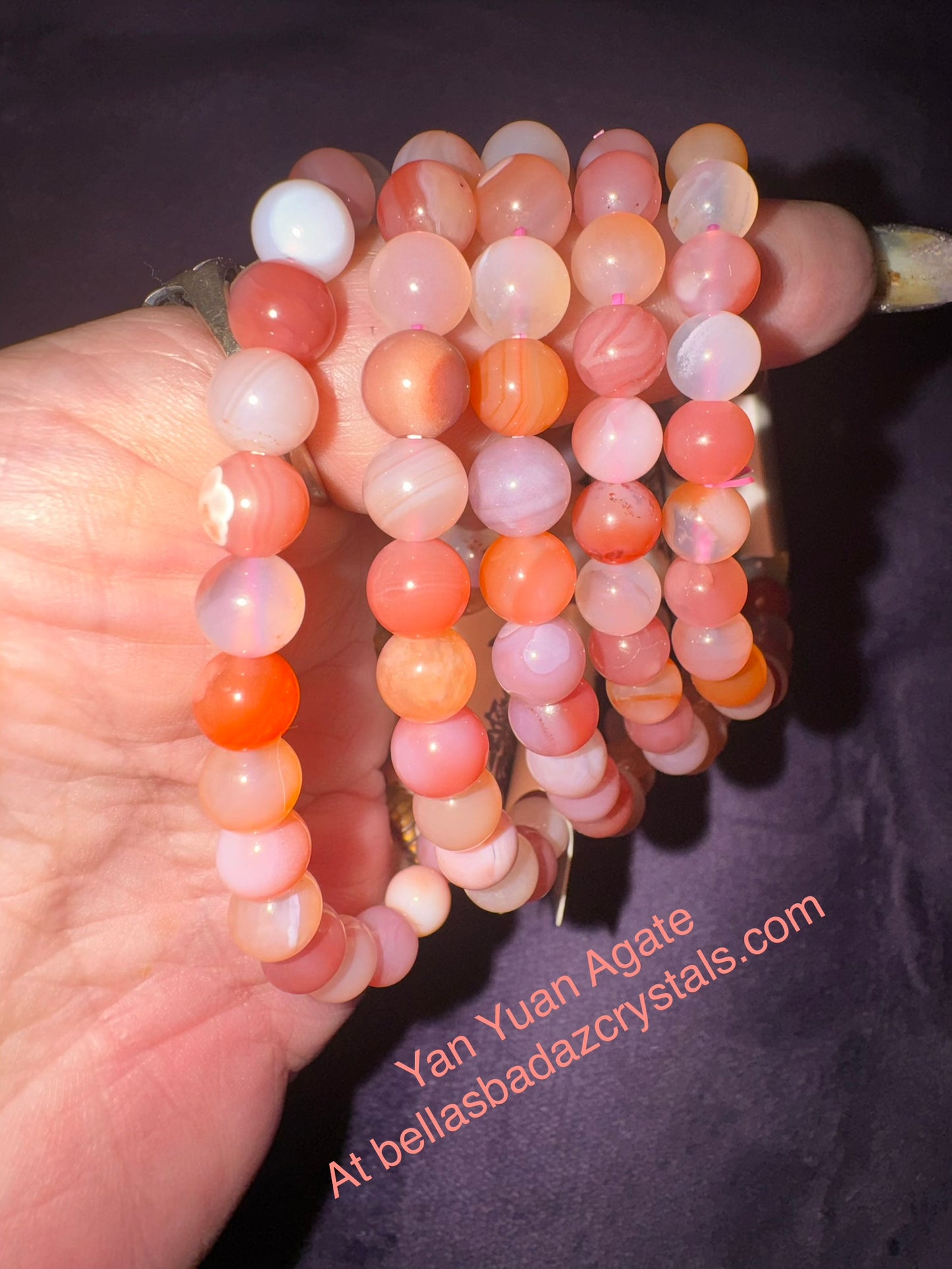 Sichuan YanYuan Pink Agate 8mm Bead Bracelets