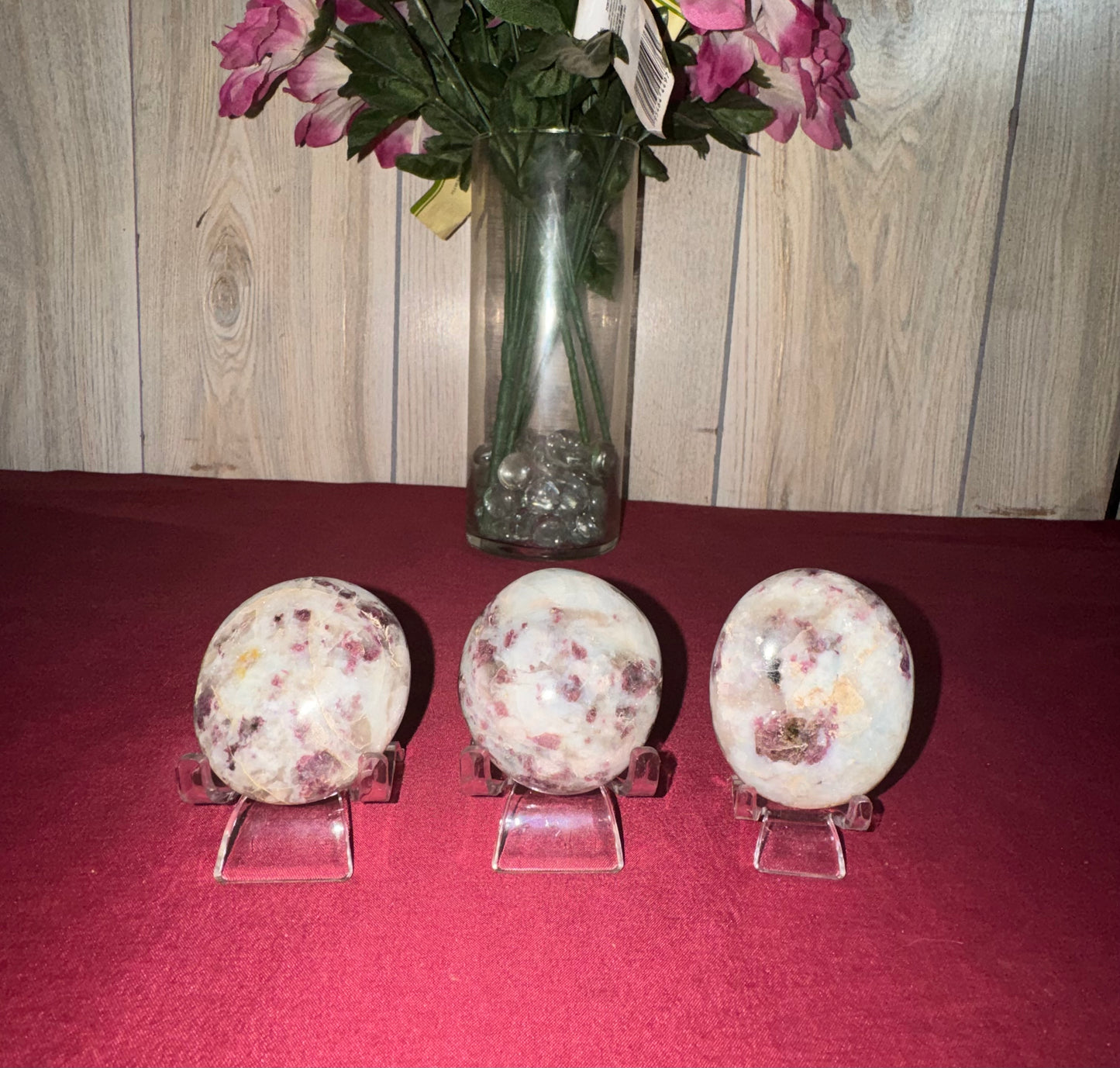 HQ Pink Tourmaline In Quartz Palm Stones