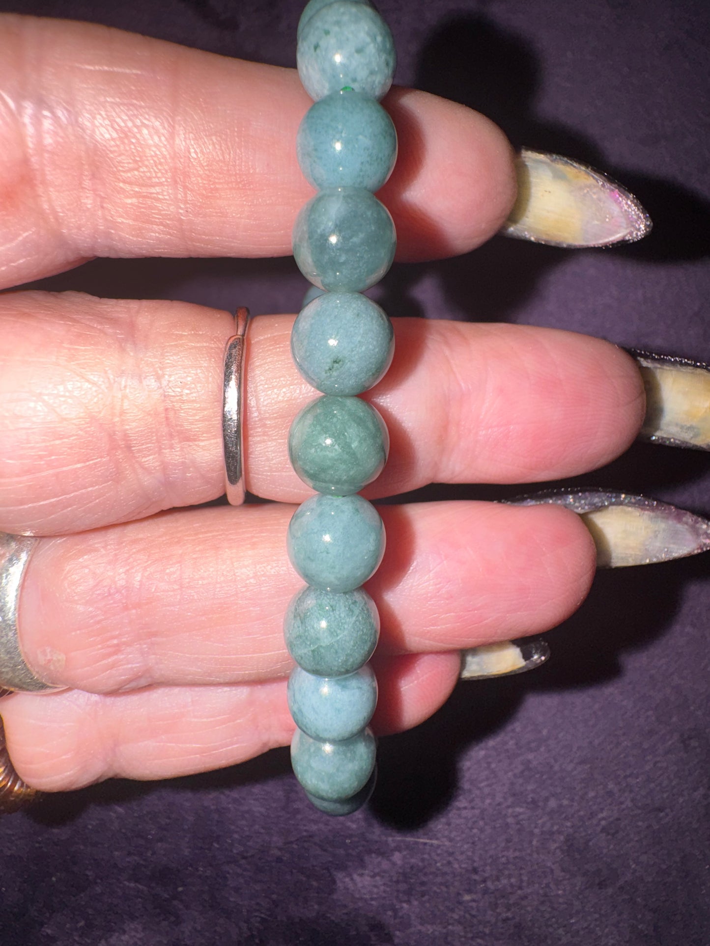 Blue Water Jadeite 8.5mm Bead Bracelet