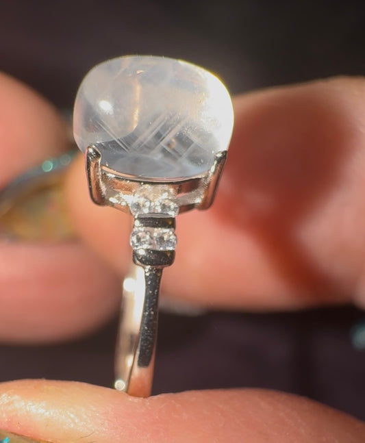 Brazilian Star Blue Needle Quartz Ring