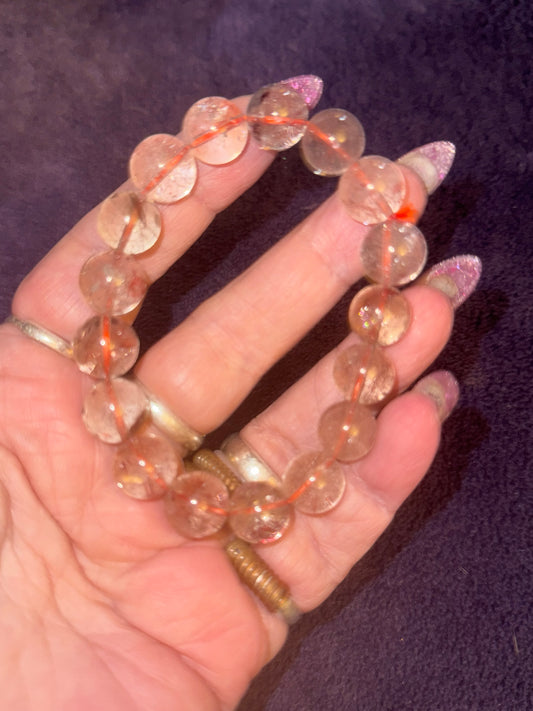 Red Rabbit Hair Rutilated Quartz 10mm Bead Bracelets
