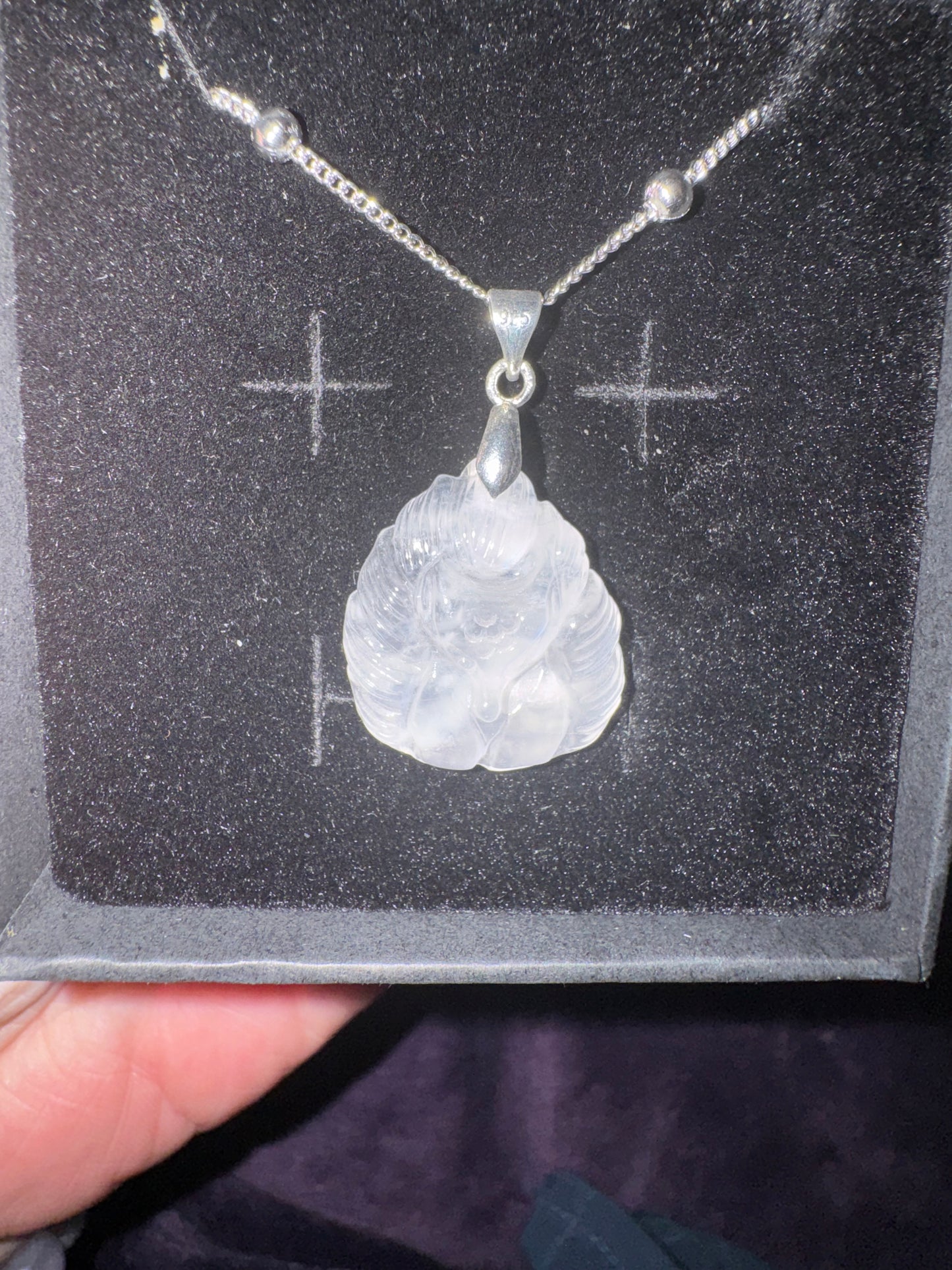 High Quality Blue Flash Moonstone 9Tail Fox Necklace