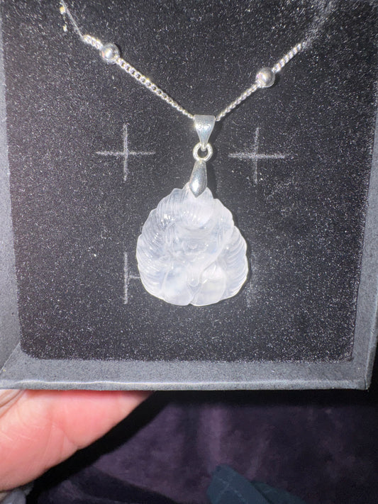 High Quality Blue Flash Moonstone 9Tail Fox Necklace