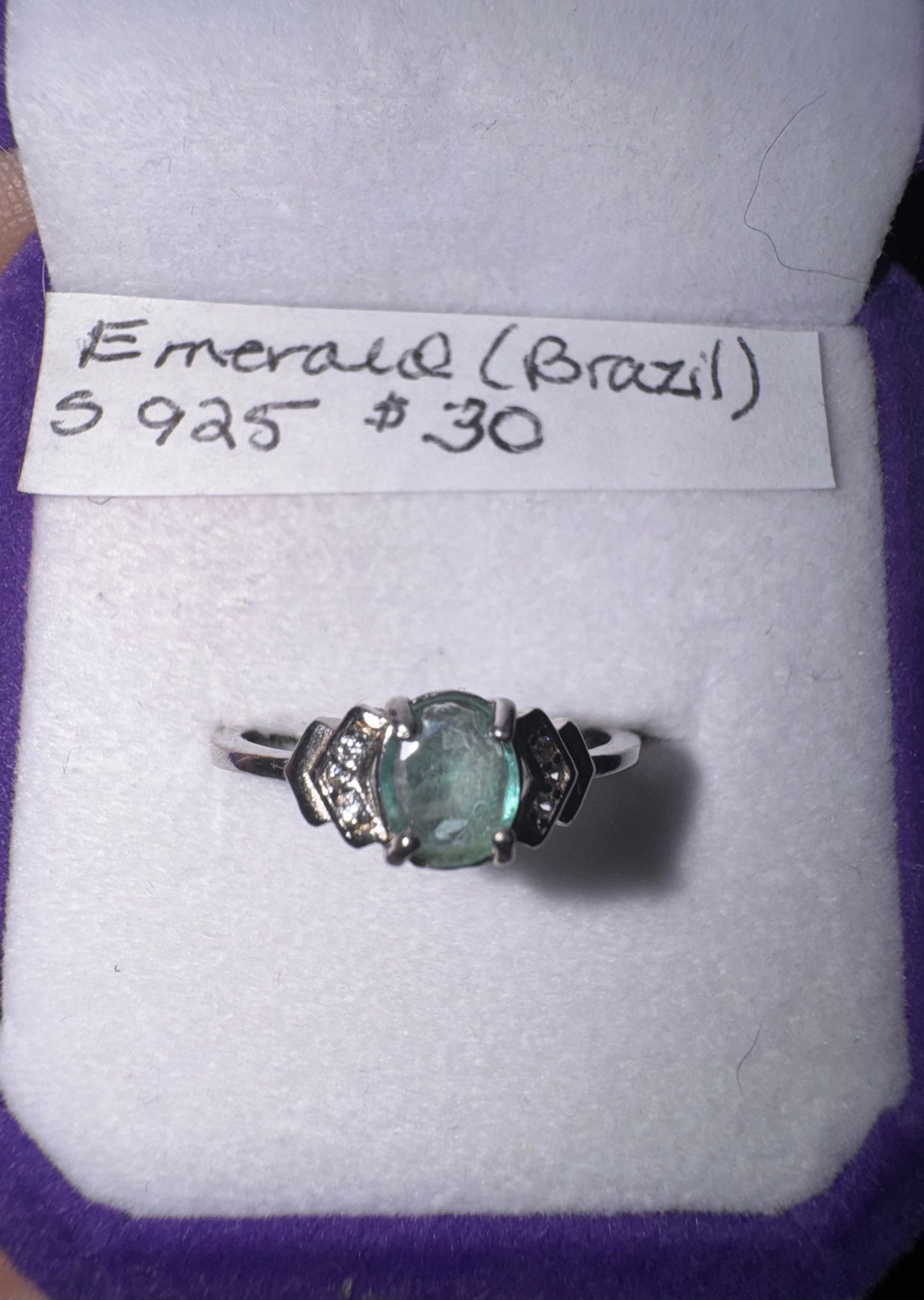 Brazilian Emerald s925 Adjustable Ring