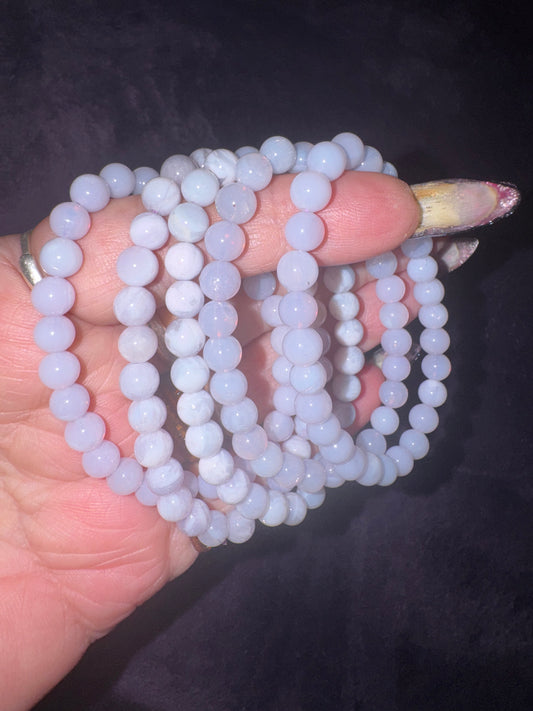Lavender Milky Quartz 6mm Bead Bracelets