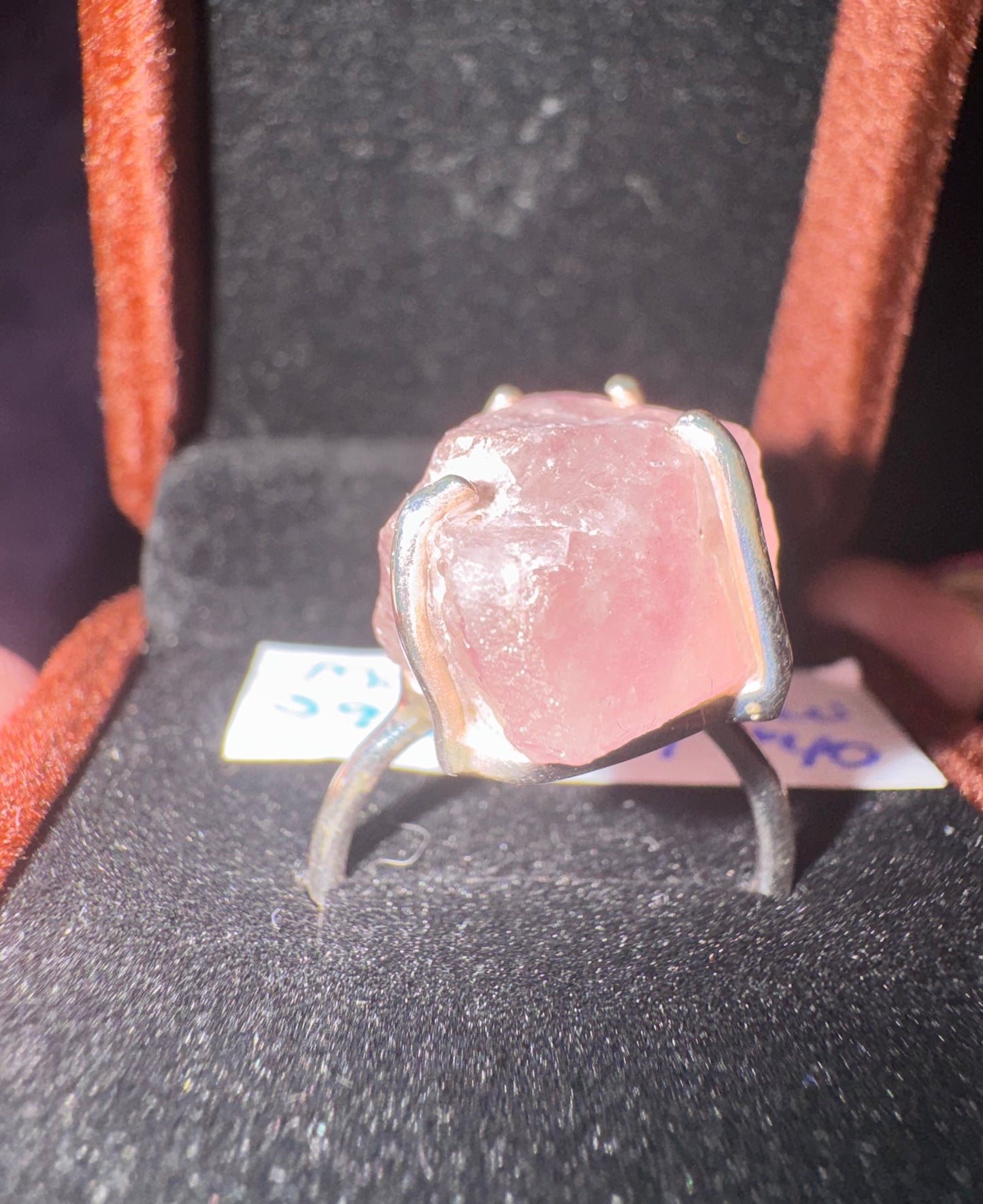 Chunky Raw Morganite Fitted Size s925 Ring