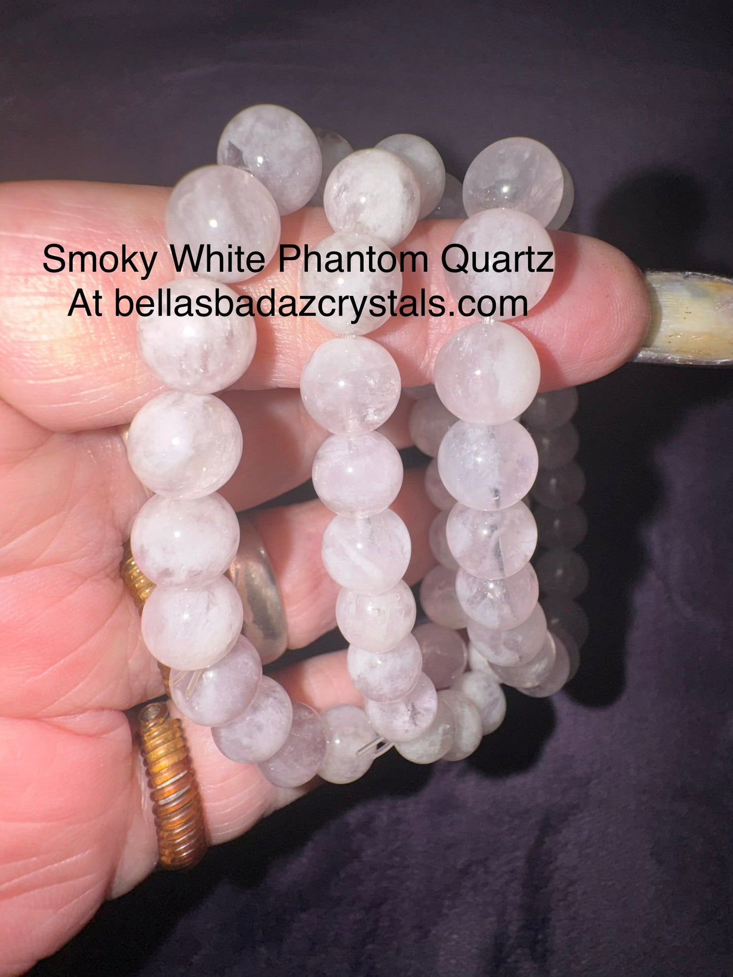 Light Lavender Snowflake Phantom Quartz 10mm Bead Bracelets