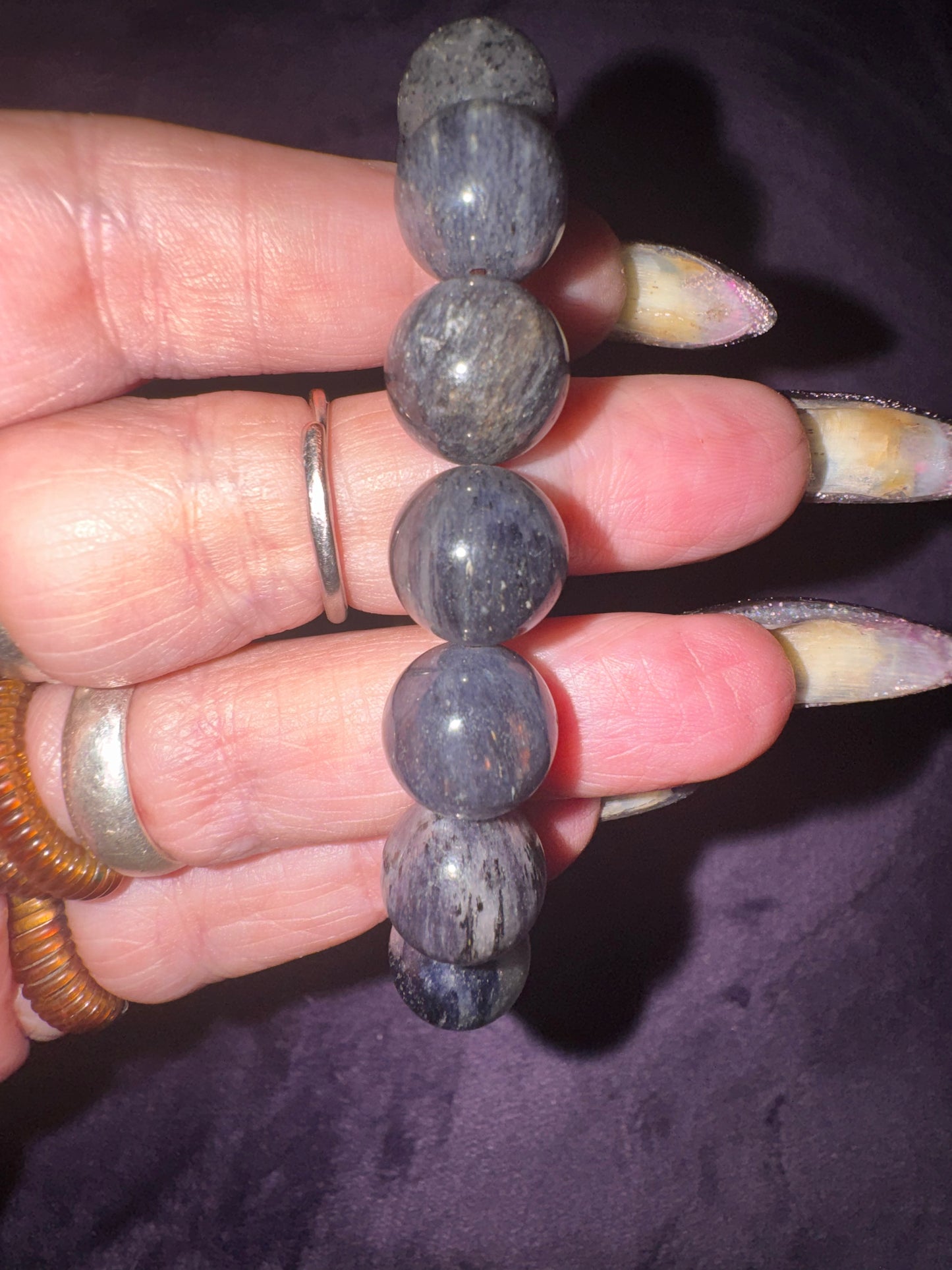 Iolite w/ Rutile 13mm Bead Bracelet