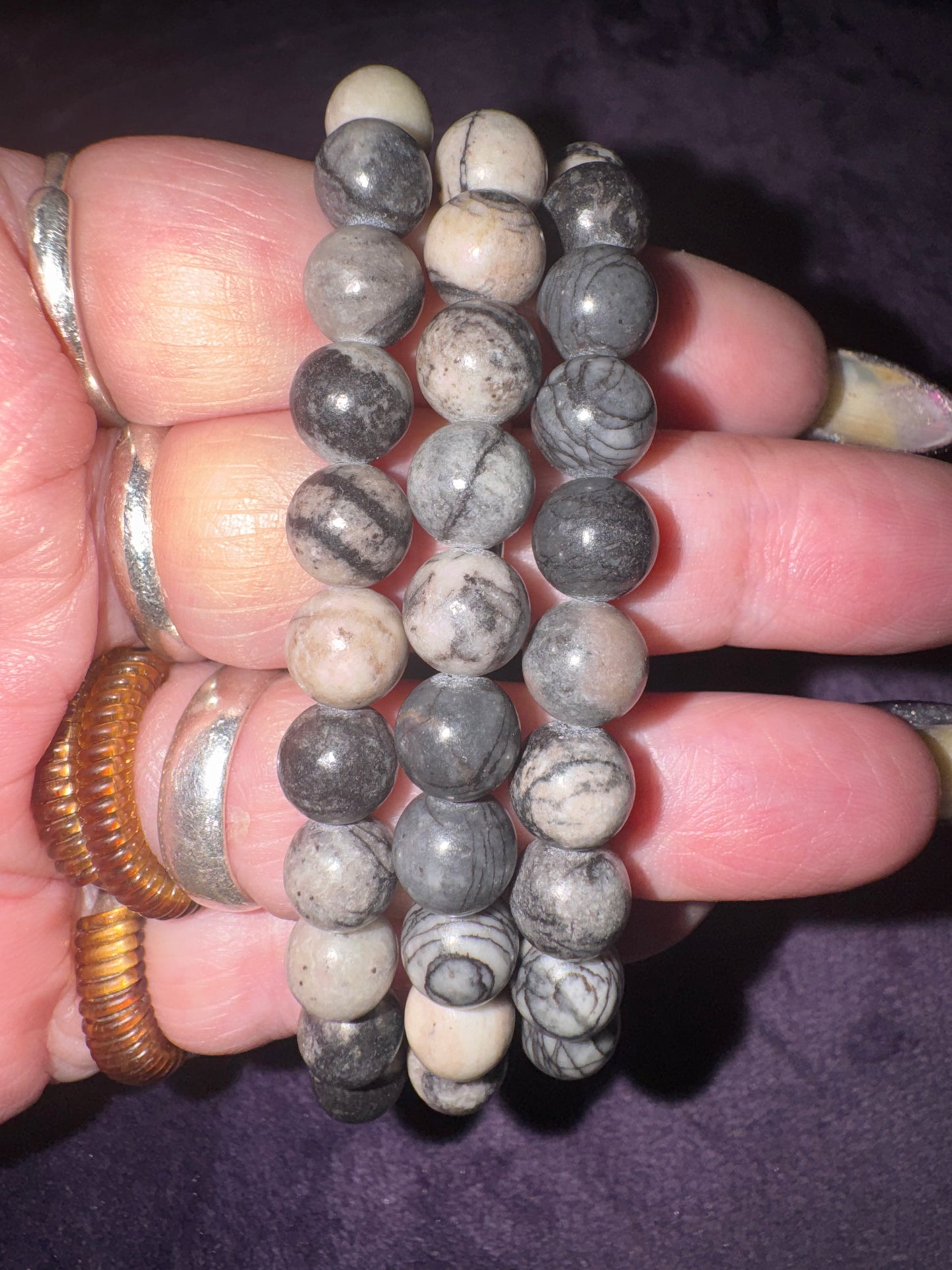 Black Lace 8mm Bead Bracelets