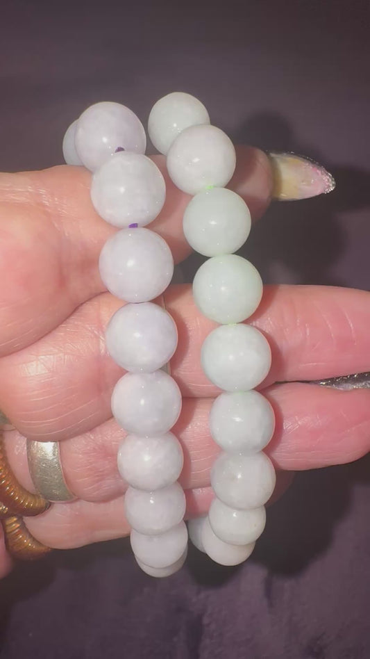 Burmese Lavender/Green Jadeite 10mm Bead Bracelets