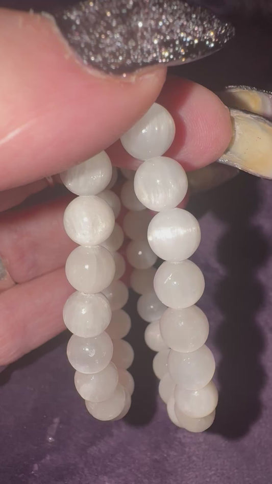 Selenite ( Satin Spar ) 8mm Bead Bracelets