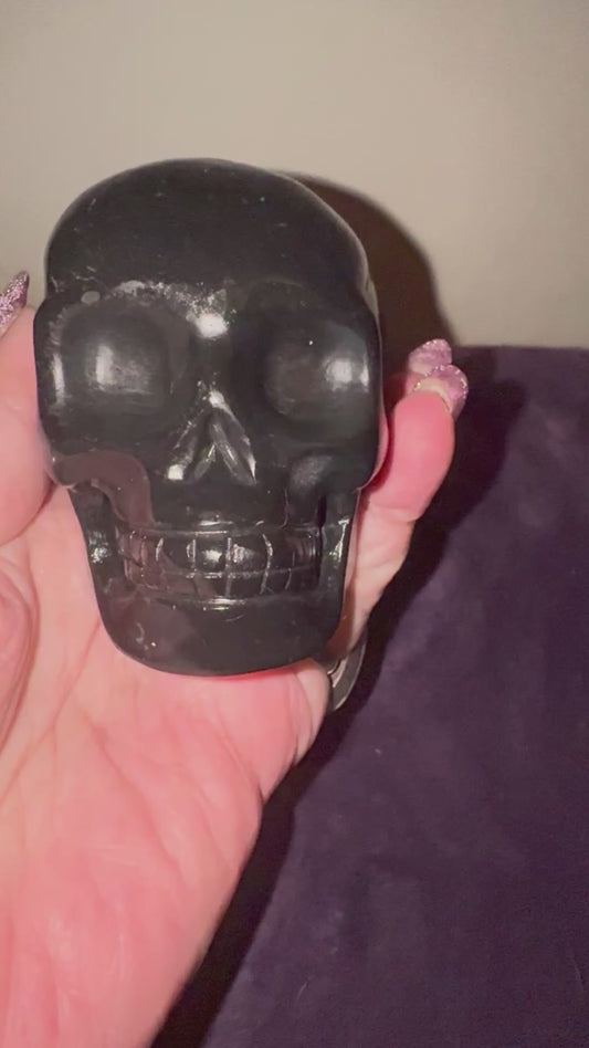 Black Tourmaline Skull Carving