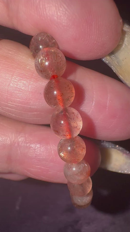 Red Rutilated Quartz 6mm Bead Bracelet
