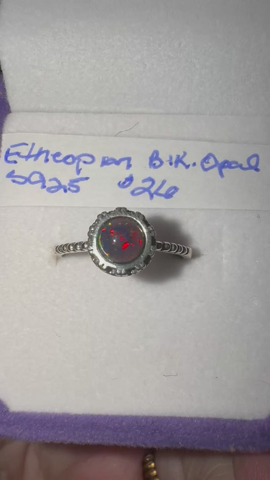 Ethiopian Black Opal Adjustable s925