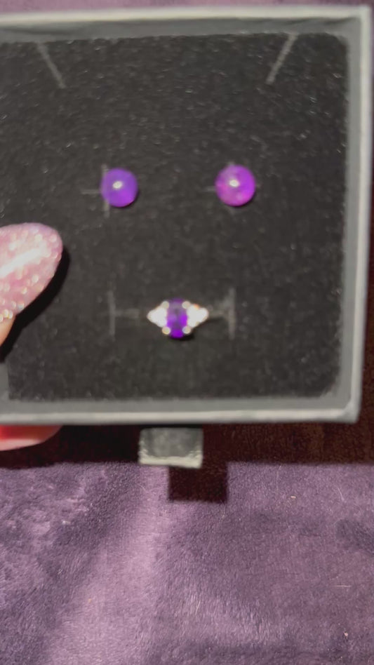 Amethyst s925 Ring and Earring Set