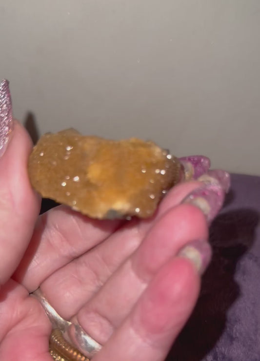 Orange Calcite Specimen From Poland ( dark video is under UV. don’t miss it)