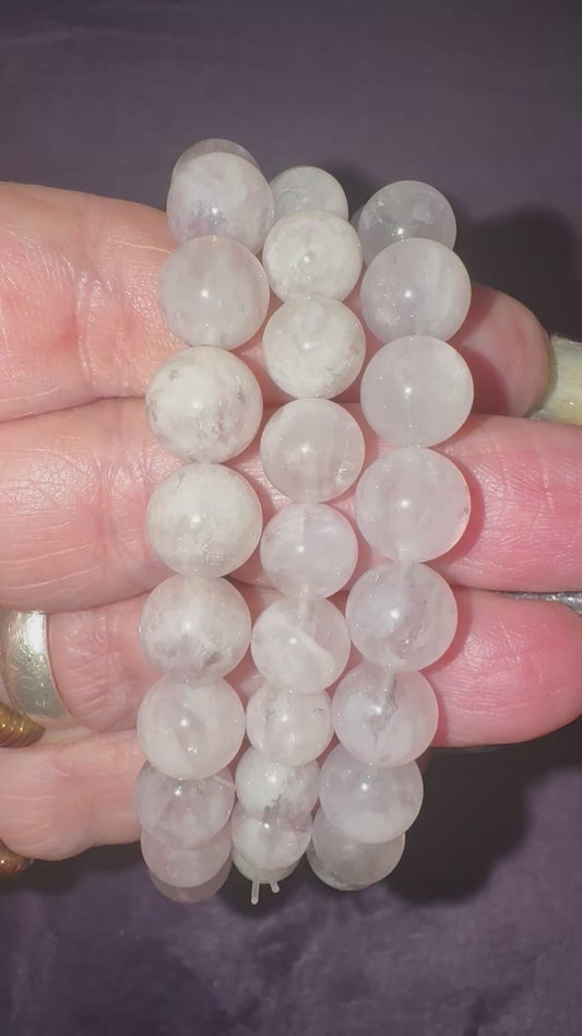 Light Lavender Snowflake Phantom Quartz 10mm Bead Bracelets