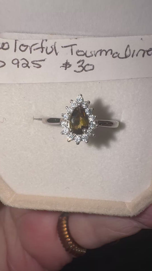 Colorful Tourmaline s925 Adjustable Ring