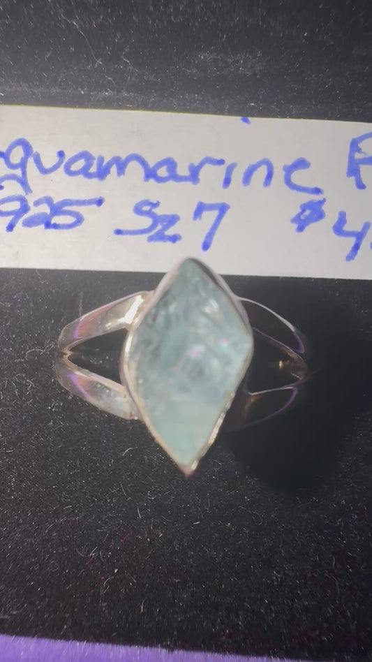 Raw Aquamarine Fitted Size s925 Ring