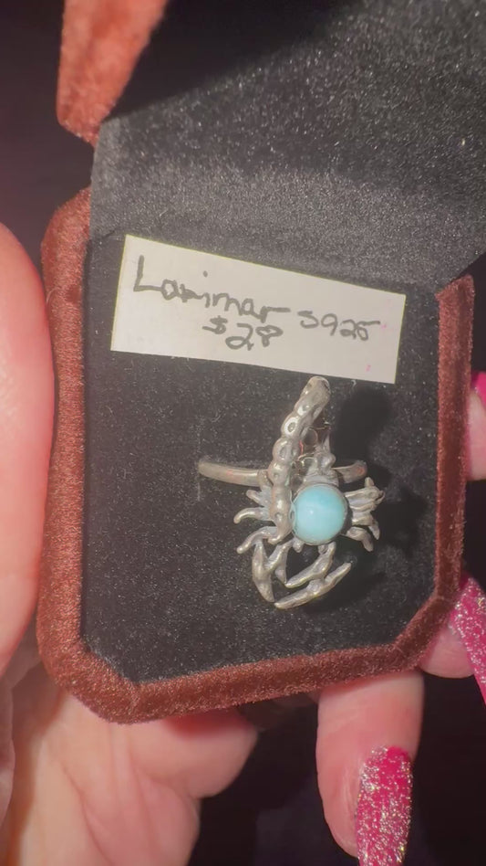 s925 Larimar Scorpion Ring