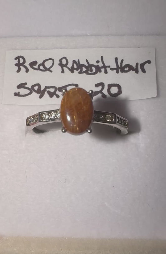 Red Rabbit Hair Rutile s925 Ring
