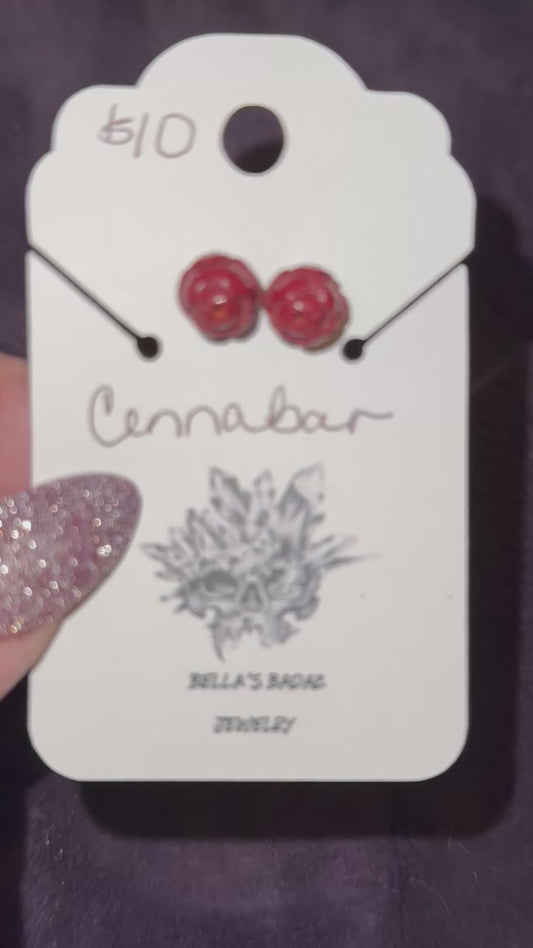 Cinnabar Rose Stud Earrings