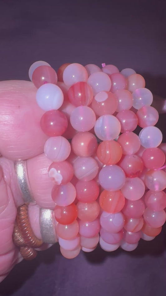 Sichuan YanYuan Pink Agate 8mm Bead Bracelets