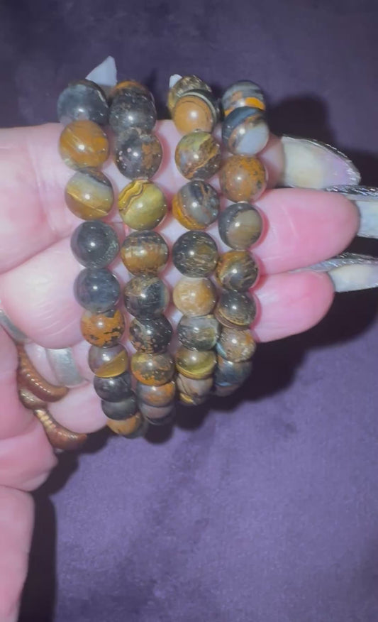 Mixed Blue and Golden Tigers Eye  8mm Bead Bracelets