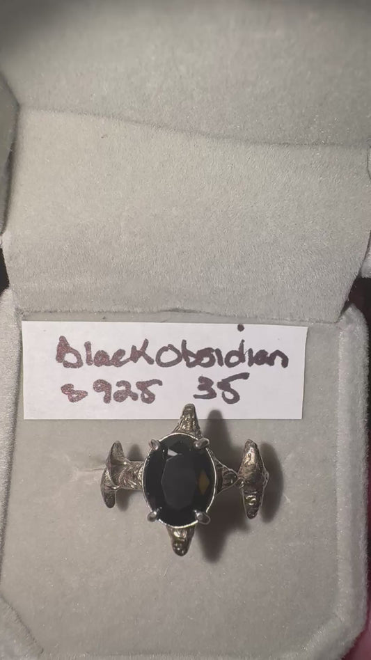 Black Obsidian Faceted s925 Ring