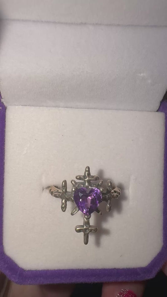 Amethyst 4 Cross Design s925 Ring