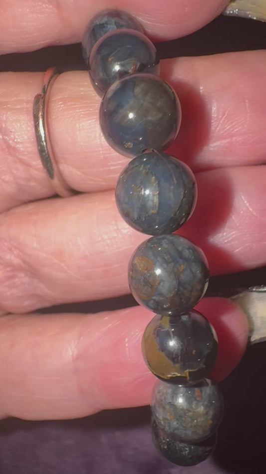 Blue Pietersite 9mm Bead Bracelet