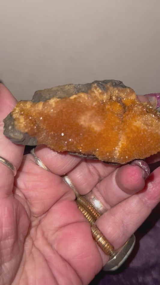 Orange Calcite Specimen From Poland ( black video is under UV light. Don’t miss it )