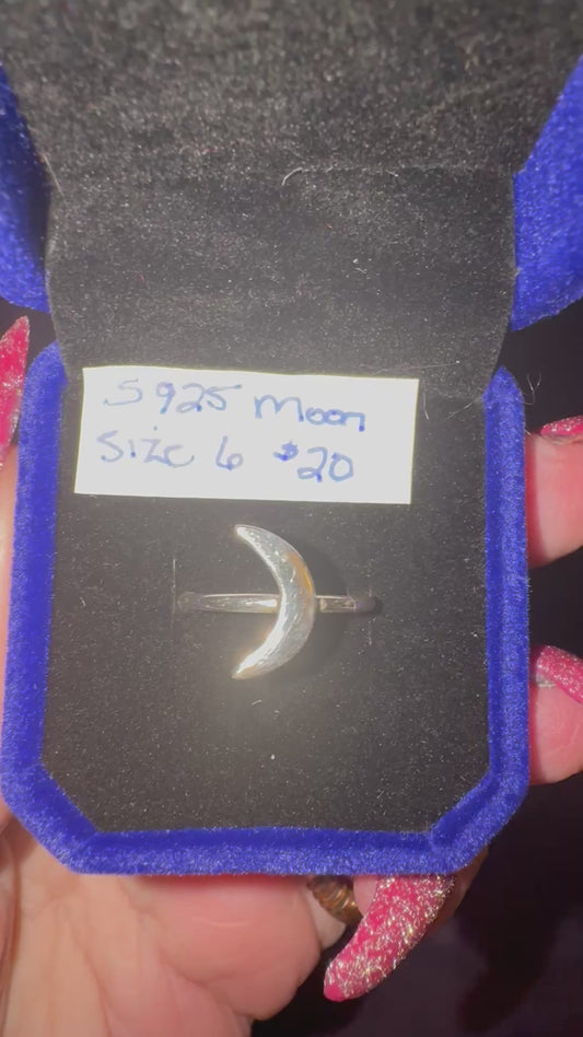 s925 Handcrafted Moon Ring