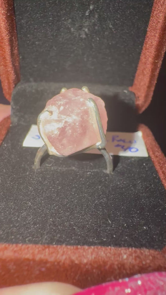 Chunky Raw Morganite Fitted Size s925 Ring