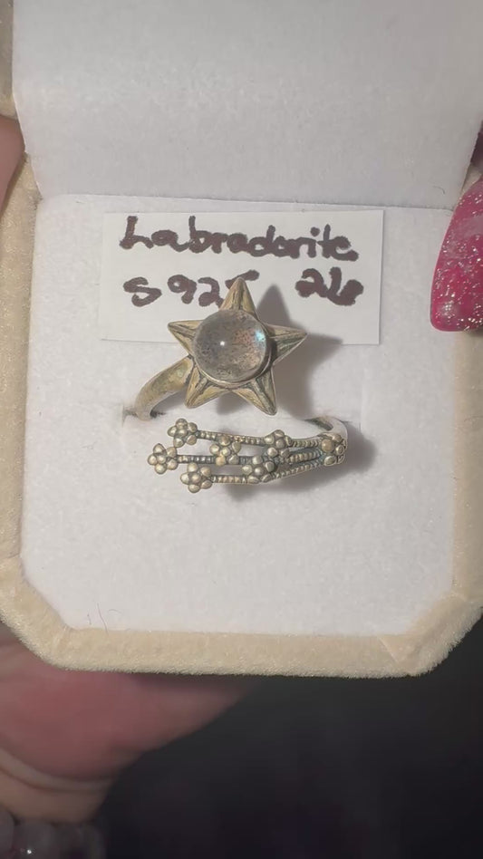HQ Labradorite Star and Comet s925 Ring
