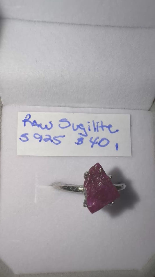 Raw Sugilite s925 Adjustable Rings 2 Choices