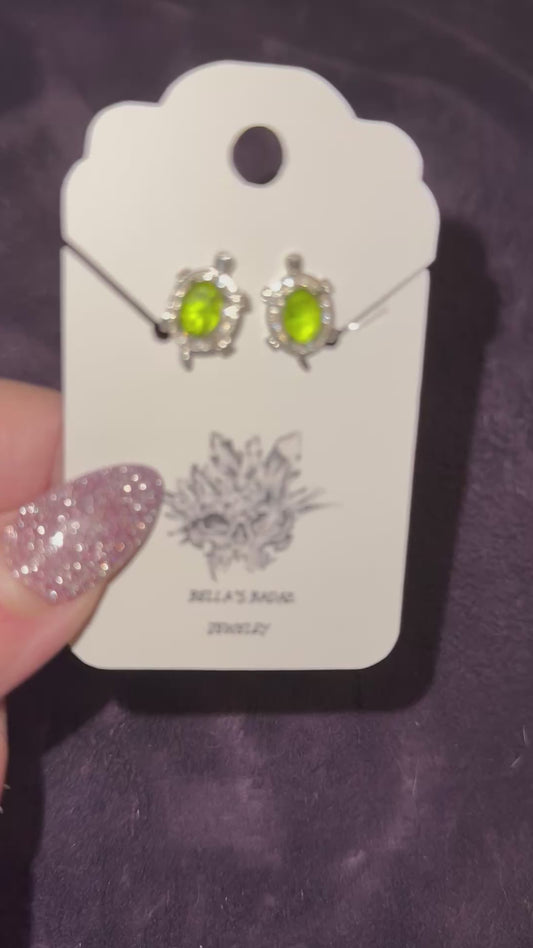 Peridot Turtle Earrings