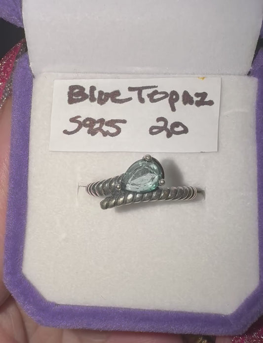 Blue Topaz s925 Adjustable Ring